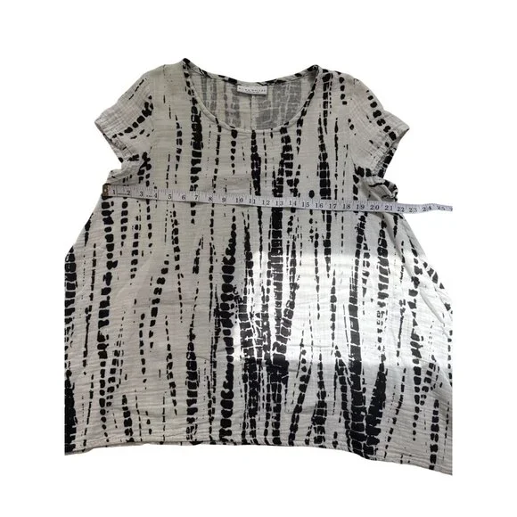 Bryn Walker Womens Tunic Asymmetrical Lagenlook Cotton Black White Size M - Picture 6 of 9